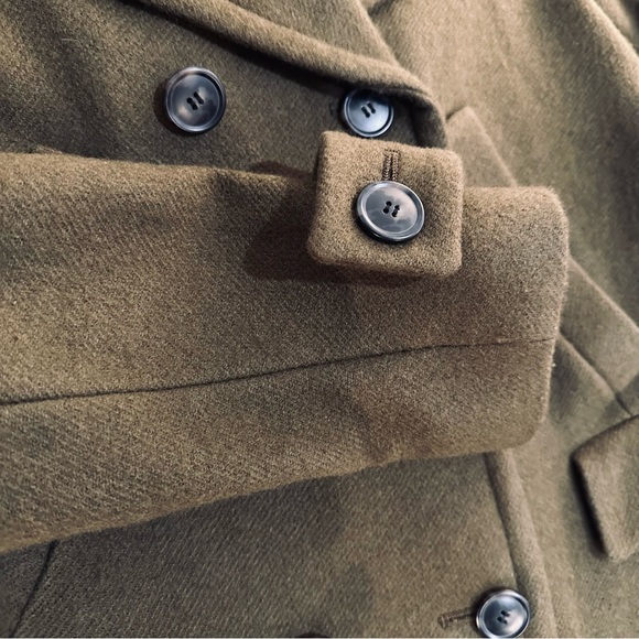 THEORY double breasted wool coat / army green / medium - Picture 5 of 9